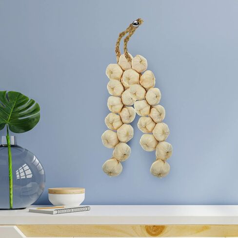 Garneck Fake Garlic 2Pcs Artificial Garlic Fake Hanging Garlic String Decor Home Kitchen Artificial Vegetable Garlic Strings Decorations in Saudi Arabia