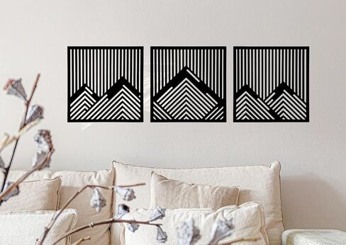 RESACO Geometric Metal Wall Art Minimalist Line Hollow Wall Decor Black Rectangle Hanging Decorations Modern Wall Sculptures for Bedroom Living Room Bathroom in Saudi Arabia