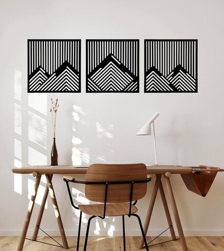 RESACO Geometric Metal Wall Art Minimalist Line Hollow Wall Decor Black Rectangle Hanging Decorations Modern Wall Sculptures for Bedroom Living Room Bathroom in Saudi Arabia