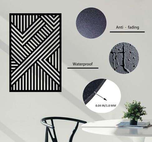RESACO Geometric Metal Wall Art Minimalist Line Hollow Wall Decor Black Rectangle Hanging Decorations Modern Wall Sculptures for Bedroom Living Room Bathroom in Saudi Arabia