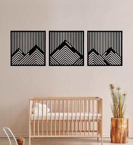 RESACO Geometric Metal Wall Art Minimalist Line Hollow Wall Decor Black Rectangle Hanging Decorations Modern Wall Sculptures for Bedroom Living Room Bathroom in Saudi Arabia