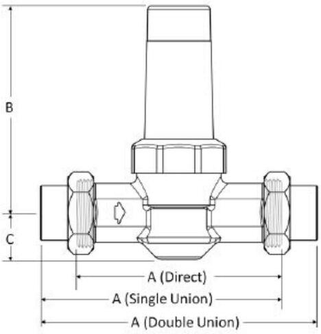 صمام تنظيم الضغط المزدوج EB45 من Cash Acme 3/4 بوصة (PRV)، ادفع لتوصيل تركيبات السباكة النحاسية، 45 رطل لكل بوصة مربعة، 24432-0045 in Kuwait