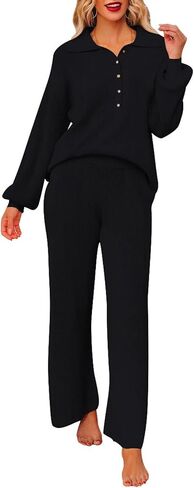 Viottiset Women's 2 Piece Outfits Knit Sweater Lounge Set Long Sleeve Casual Sweatsuit in Saudi Arabia