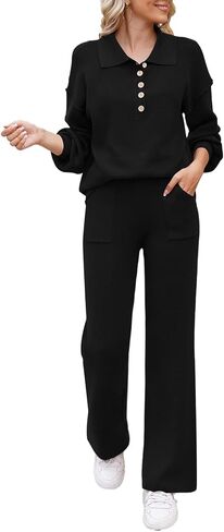Viottiset Women's 2 Piece Outfits Knit Sweater Lounge Set Long Sleeve Casual Sweatsuit in Saudi Arabia