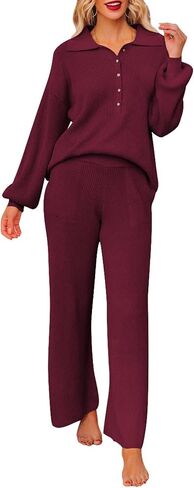 Viottiset Women's 2 Piece Outfits Knit Sweater Lounge Set Long Sleeve Casual Sweatsuit in Saudi Arabia
