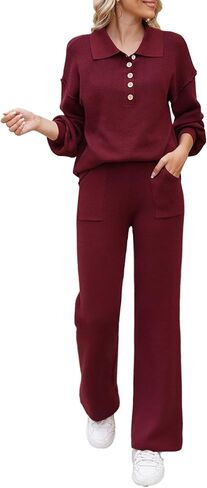 Viottiset Women's 2 Piece Outfits Knit Sweater Lounge Set Long Sleeve Casual Sweatsuit in Saudi Arabia