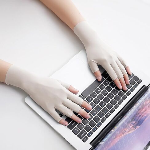 Women Sunscreen Gloves UV Gloves for Manicures Fingerless Ice Silk Gloves Summer Outdoor Activities in Saudi Arabia