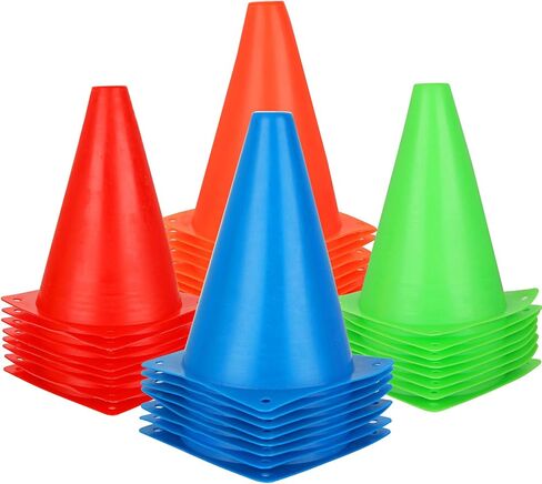 32 Pack Plastic Training Cones, 7 Inch Soccer Cones for Training, Agility Field Marker Plastic Cones for Soccer, Outdoor Indoor Activity (4 Colors) in Saudi Arabia