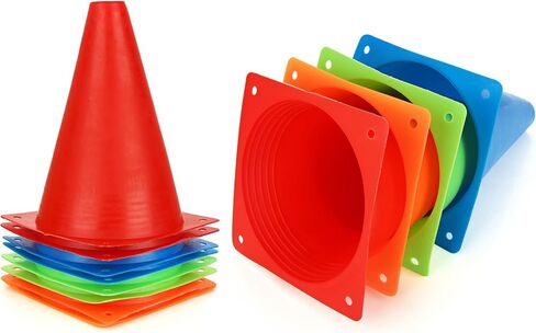 32 Pack Plastic Training Cones, 7 Inch Soccer Cones for Training, Agility Field Marker Plastic Cones for Soccer, Outdoor Indoor Activity (4 Colors) in Saudi Arabia