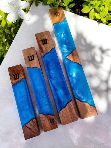 A&S Mezuzot Mezuzah Case for Door, Handcrafted Resin and Oak Wood mezzuza with scroll, Weatherproof Easy Peel and Stick Installation for Home Blessing and Protection (White, 6 Inches) in Saudi Arabia