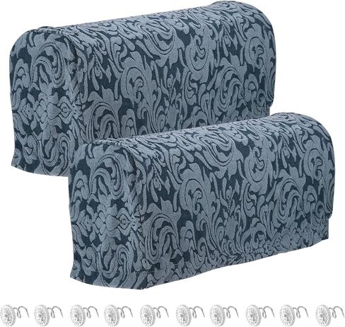 uxcell 2pcs Stretch Armrest Covers for Chairs and Sofas, Couch Arm Covers with Twist Pin, Non Slip Furniture Protector Armchair Slipcovers for Sofa Chair Recliner Light Grey in Saudi Arabia