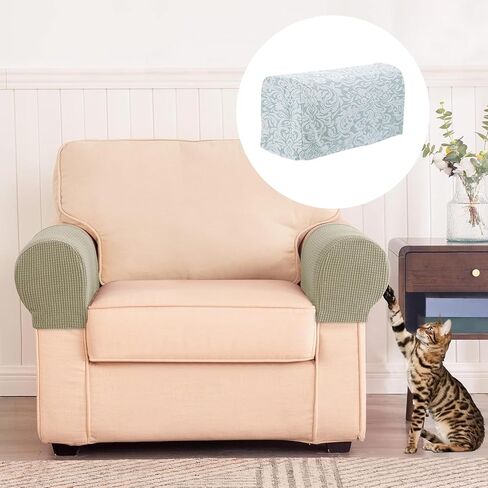 uxcell 2pcs Stretch Armrest Covers for Chairs and Sofas, Couch Arm Covers with Twist Pin, Non Slip Furniture Protector Armchair Slipcovers for Sofa Chair Recliner Light Grey in Saudi Arabia