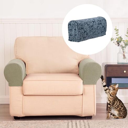 uxcell 2pcs Stretch Armrest Covers for Chairs and Sofas, Couch Arm Covers with Twist Pin, Non Slip Furniture Protector Armchair Slipcovers for Sofa Chair Recliner Light Grey in Saudi Arabia
