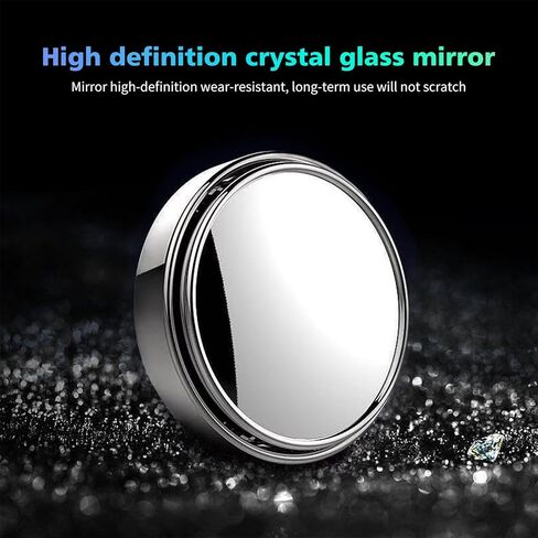 2 قطعة مرآة عكسية فائقة الوضوح قابلة للتعديل بزاوية 360 درجة، مرآة عاكسة محدبة زجاجية دائرية ذاتية اللصق عالية الوضوح مقاس 2.32 بوصة × 0.59 بوصة، مناسبة لمعظم الموديلات (فضي) in Kuwait