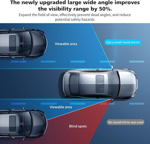 2 قطعة مرآة عكسية فائقة الوضوح قابلة للتعديل بزاوية 360 درجة، مرآة عاكسة محدبة زجاجية دائرية ذاتية اللصق عالية الوضوح مقاس 2.32 بوصة × 0.59 بوصة، مناسبة لمعظم الموديلات (فضي) in Kuwait