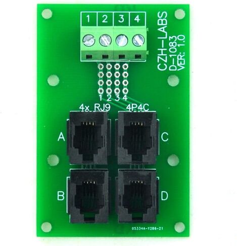 إلكترونيات-صالون RJ9 4P4C جاك 4-Way Buss Breakout Board، كتلة طرفية، موصل. in Kuwait