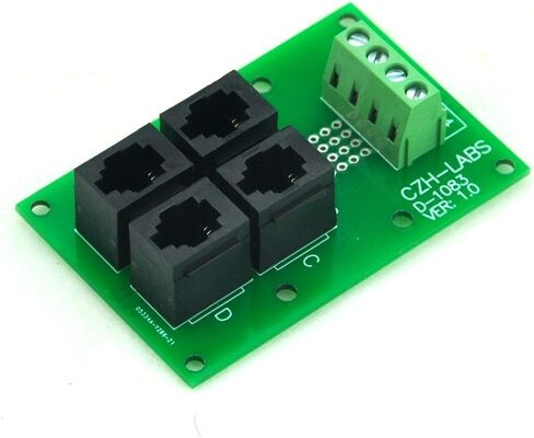 إلكترونيات-صالون RJ9 4P4C جاك 4-Way Buss Breakout Board، كتلة طرفية، موصل. in Kuwait