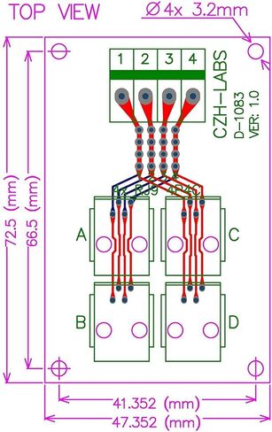إلكترونيات-صالون RJ9 4P4C جاك 4-Way Buss Breakout Board، كتلة طرفية، موصل. in Kuwait