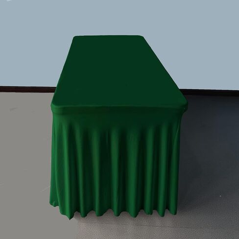 2 Pack 6ft Hunter Green Spandex Table Skirt Spandex Tablecloth Stretch Fitted Table Cover for 72Lx30Wx30H Inch Rectangular Table in Saudi Arabia