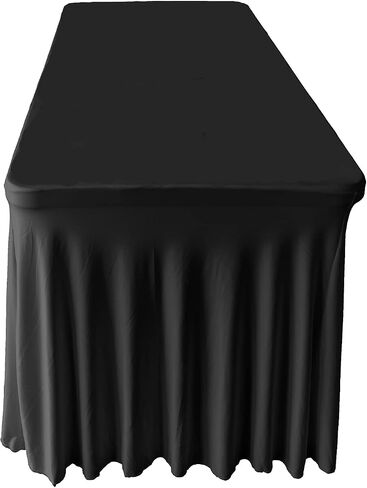 2 Pack 6ft Hunter Green Spandex Table Skirt Spandex Tablecloth Stretch Fitted Table Cover for 72Lx30Wx30H Inch Rectangular Table in Saudi Arabia