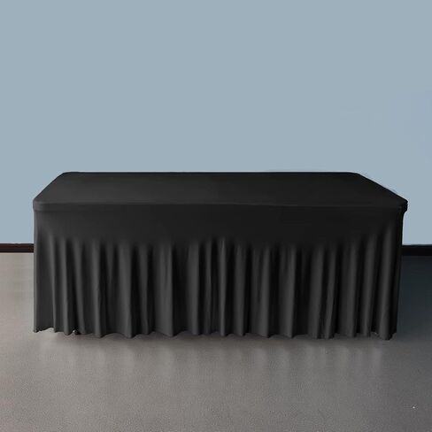2 Pack 6ft Hunter Green Spandex Table Skirt Spandex Tablecloth Stretch Fitted Table Cover for 72Lx30Wx30H Inch Rectangular Table in Saudi Arabia