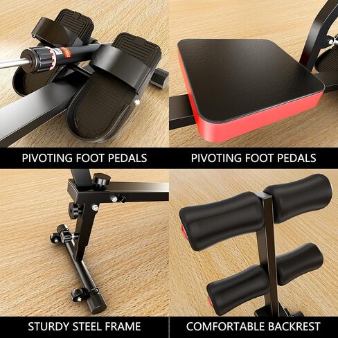 Rowing Machine, 12 Adjustable Resistance, Sliding Seat Cushion with LCD Display, Foldable, Weight Capacity 265lbs, Suitable for Home Use in Saudi Arabia
