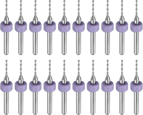 20pcs Micro PCB Drill Bits 0.1mm / 0.0039" Tungsten Steel Carbide Twist Mini Drill Tool with 1/8" Shank for Printed Circuit Board Stone CNC Engraving in Saudi Arabia