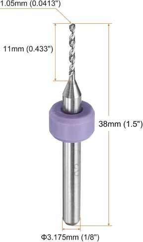 20pcs Micro PCB Drill Bits 0.1mm / 0.0039" Tungsten Steel Carbide Twist Mini Drill Tool with 1/8" Shank for Printed Circuit Board Stone CNC Engraving in Saudi Arabia