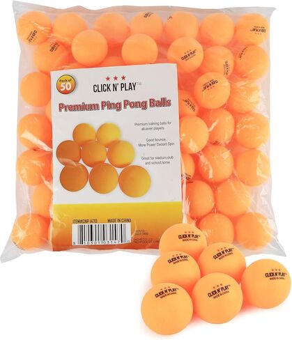 Click N' Play 3-Star Ping-Pong Balls, 50 pcs | Table Tennis Balls Bulk, Beer Pong Balls, Plain Orange-Colored Ping Pong Ball | Professional Pingpong, Advanced Training, Tournament, Recreational Play in Kuwait
