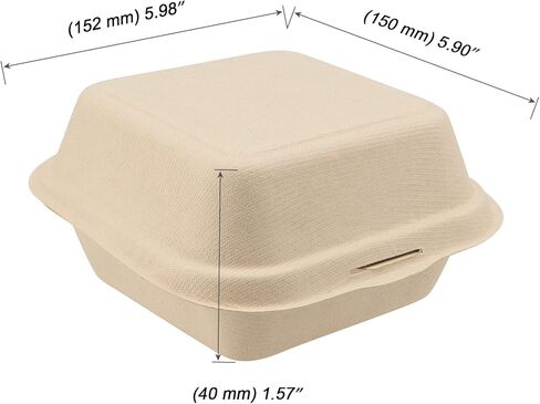 100 عبوة من حاويات الطعام على شكل صدفة مقاس 6x6 بوصة، حجرة واحدة للذهاب إلى صندوق همبرغر مع غطاء مفصلي، حاويات منزلية للمطابخ والحفلات والمطاعم وشاحنات الطعام، بني in Kuwait