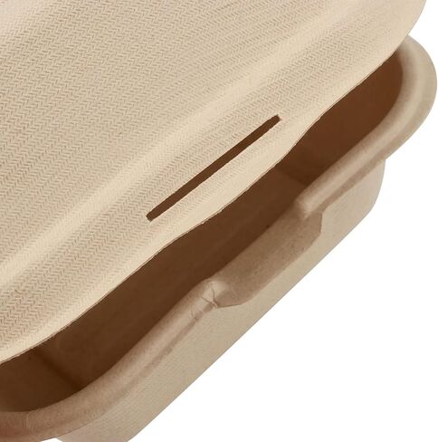 100 عبوة من حاويات الطعام على شكل صدفة مقاس 6x6 بوصة، حجرة واحدة للذهاب إلى صندوق همبرغر مع غطاء مفصلي، حاويات منزلية للمطابخ والحفلات والمطاعم وشاحنات الطعام، بني in Kuwait