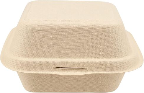 100 عبوة من حاويات الطعام على شكل صدفة مقاس 6x6 بوصة، حجرة واحدة للذهاب إلى صندوق همبرغر مع غطاء مفصلي، حاويات منزلية للمطابخ والحفلات والمطاعم وشاحنات الطعام، بني in Kuwait