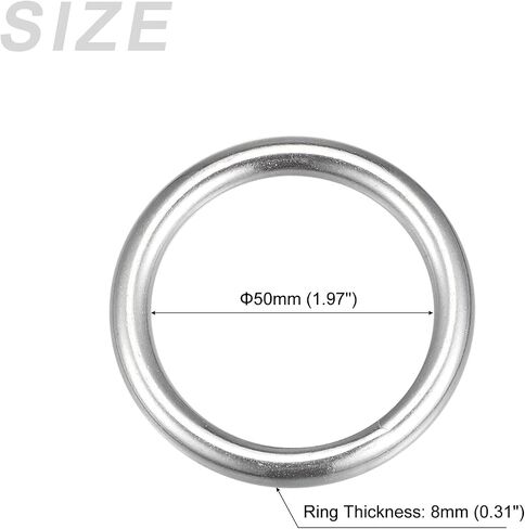 316 Stainless Steel O Rings (35x6mm) 1pcs, Welded Round Ring - for Ropes, Hanging Objects in Saudi Arabia