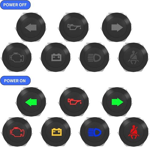 ضوء مؤشر LED 12 فولت، 7 قطع أضواء مؤشر داش صغيرة 1/2 بوصة (12 مم) لوحة 12 فولت 24 فولت أضواء مؤشر لوحة LED مقاومة للماء مع أسلاك نحاسية 300 مم صمولة معدنية لشاحنة السيارات in Kuwait