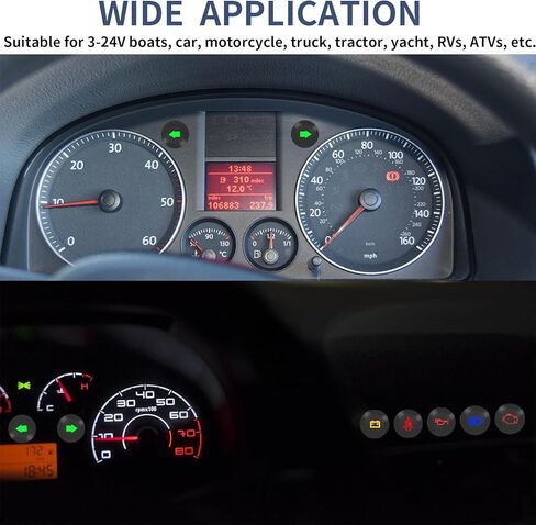 ضوء مؤشر LED 12 فولت، 7 قطع أضواء مؤشر داش صغيرة 1/2 بوصة (12 مم) لوحة 12 فولت 24 فولت أضواء مؤشر لوحة LED مقاومة للماء مع أسلاك نحاسية 300 مم صمولة معدنية لشاحنة السيارات in Kuwait