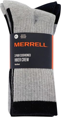جوارب Merrell للجنسين للبالغين من الصوف خفيفة الوزن للمشي لمسافات طويلة - عبوة من 3 أزواج للجنسين - شريط دعم للقوس in Kuwait