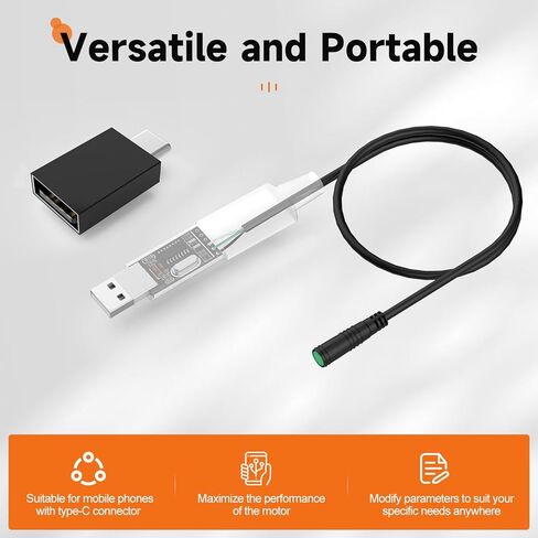 كابل برمجة BAFANG USB-OTG لـ BBS01 BBS02 BBSHD: طقم محرك متوسط ​​متوافق 750W 1000W 500W 350W 250W BBS03 BBS01 8 محرك تحويل الدراجة الكهربائية الممتع، تغيير معلمة سرعة PAS in Kuwait