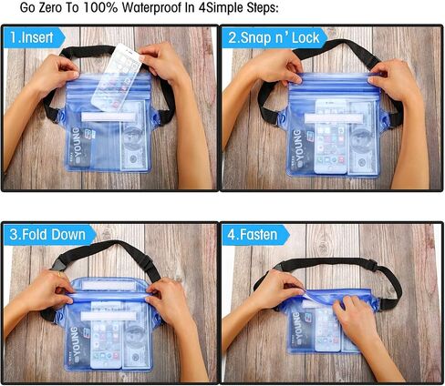 Waterproof Pouch with Waist Strap (2 Pack) | Best Way to Keep Your Phone and Valuables Safe and Dry | Perfect for Boating Swimming Snorkeling Kayaking Beach Pool Water Parks in Saudi Arabia