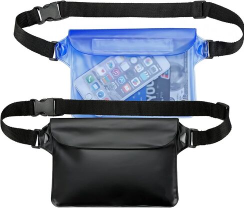 Waterproof Pouch with Waist Strap (2 Pack) | Best Way to Keep Your Phone and Valuables Safe and Dry | Perfect for Boating Swimming Snorkeling Kayaking Beach Pool Water Parks in Saudi Arabia