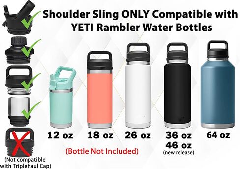 حمالة زجاجات لـ YETI Ramblers، حامل حزام الكتف لزجاجة 64oz 46oz 36oz 26oz 18/12oz، ملحق متين in Saudi Arabia