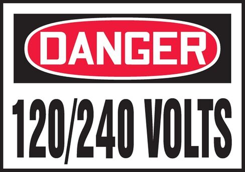 علامات Accuform LELC156XVE ملصق أمان Dura-Vinyl لاصق، Legend "Danger 120/240 Volts"، طول 3.5 بوصة × عرض 5 بوصة × سمك 0.006 بوصة، أحمر/أسود على أبيض in Kuwait
