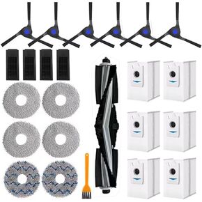 Replacement Accessories Set for Ecovacs Deebot X2 Omni / X2 / X2 Pro / DEX86 Robot Vacuums, 1 Main Brush, 6 Side Brushes, 4 Filter, 6 Mop Pads, 6 Dust Bag, 1 Brush