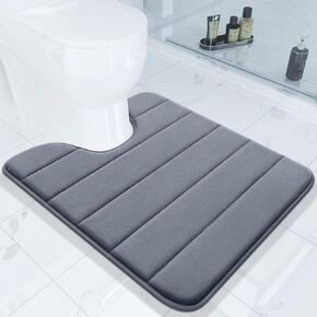 Colorxy Memory Foam Toilet Rug U-Shaped 24x20, Ultra Soft and Absorbent Bathroom Rugs, Non-Slip Toilet Bath Mat, Machine Wash Dry, Contour Bath Rugs for Toilet Base, Beige