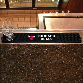 FANMATS 14049 Chicago Bulls Drink Bar Mat - 3.25in. x 24in. - Durable Dish Drying Mat, Easy Clean, Counter Mat