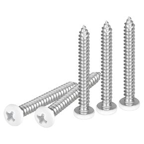 #8x2-1/2" White Screws 15Pack - 304 Stainless Steel Pan Head Phillips Sheet Metal Screw Self-Tapping Screw Wood Screws