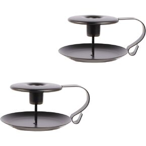 2 PCS Retro Iron Candle Holder Simple Black Taper Candlestick Holders Candlelight Stand for Halloween Christmas Dining Room Home Decoration Display,Wedding, Dinner, Party, Holiday, Festival