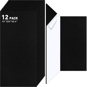 12 Pack Large Acoustic Panels, 47 x 24 x 0.4 Inch Soundproof Wall Panels, Acoustical Wall Panels, Self-adhesive Sound Absorbing Panel, Acoustic Panel for Studio Home Office(Black)