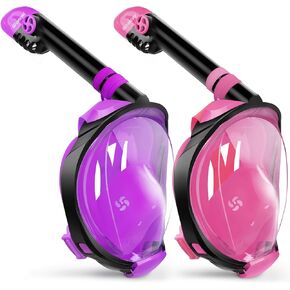 Greatever G2 Snorkeling gear for adults 2PCS, Full Face Snorkel Mask with Dry Top Snorkel, Anti-Leak & Anti-Fog Snorkel Mask Adult， Foldable Snorkeling Mask with Camera Mount mesh bag