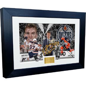 Kitbags & Lockers 12x8 A4 Connor McDavid Celebration Edmonton Oilers NHL Autographed Signed Photo Photograph Picture Frame Ice Hockey Poster Gift
