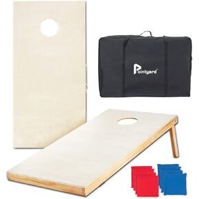 Pointyard Outdoor Cornhole Set, Regulation Cornhole Outdoor Games Set with 8 All-Weather Cornhole Bean Bags and Carrying Case - Portable Backyard Cornhole Board Game for Teens Adults Family